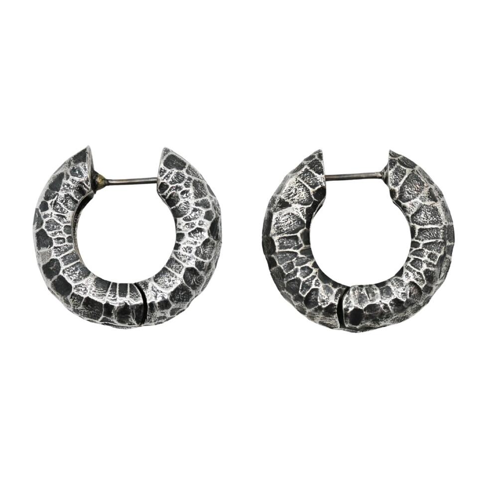TAT2 Designs Hammered Silver Plated Tube Hoop Earrings
